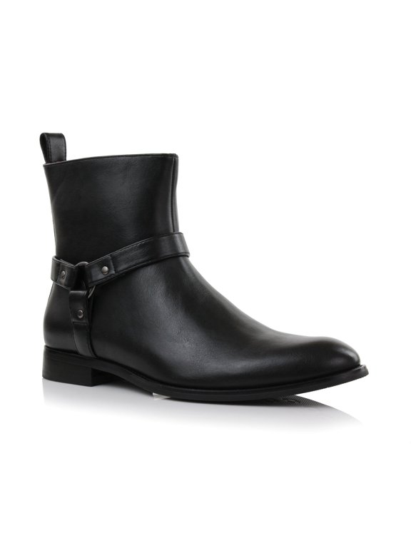 Rhett MPX806078 Memory Foam Chelsea Boots with Strap and Buckle, in Black, Men's Size 10.5