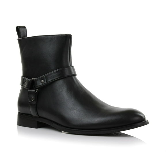 Polar Fox Rhett MPX806078 Memory Foam Chelsea Boots with Strap and Buckle, in Black, Men's Size 12