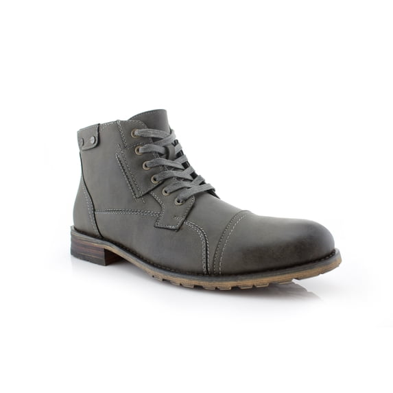 Polar Fox Ronny MPX806037 Mens Casual Work Lace Up Classic Motorcycle Combat Boots, in Grey, Men's Size 8.5