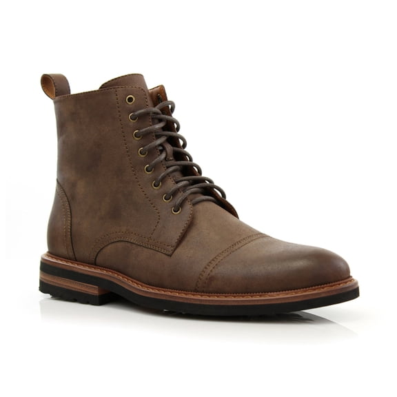 Polar Fox Wright MPX808583A Men's 7-Eyelets Classic Dress Boots with Zipper Closure, in Mocha, Men's Size 9
