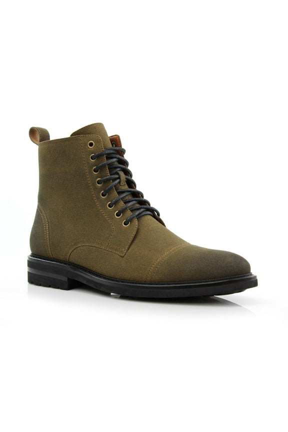 Wright MPX808583A Men's 7-Eyelets Classic Dress Boots with Zipper Closure, in Olive Suede, Men's Size 10.5