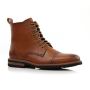 Polar Fox Wright MPX808583A Mens 7-Eyelets Classic Dress Boots with Zipper Closure, in Sienna Brown, Mens Size 10