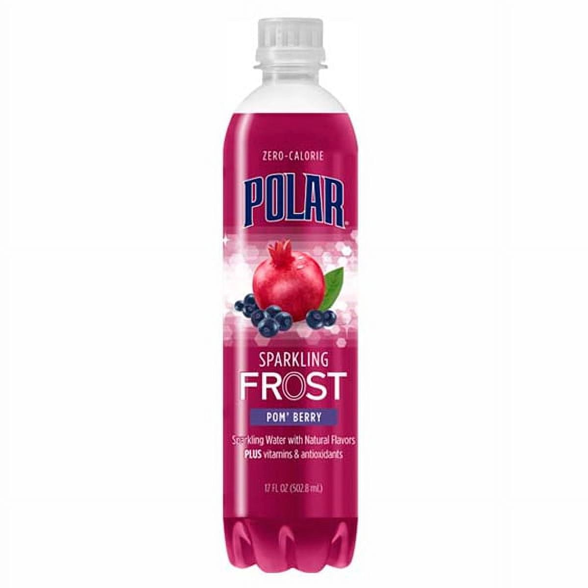 Polar Frost Pom' Berry Sparkling Water 17 oz Plastic Bottles Pack of 12