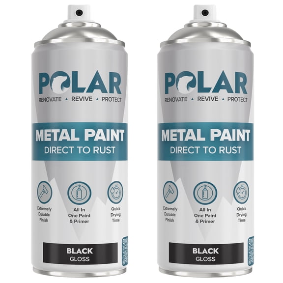 Polar Gloss Black Direct to Rust Spray Paint, 13.5 Fl Oz, 2 Pack