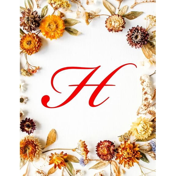 Polar Graph Paper Notebook: 1/4 Inch Centered: H: Monogram Initial Polar Graph Paper Notebook - 1/4 Inch Centered Polar Coordinates, Polar Sketchbook - Fall Flowers, 8.5 x 11, 100 pages (Paperback)