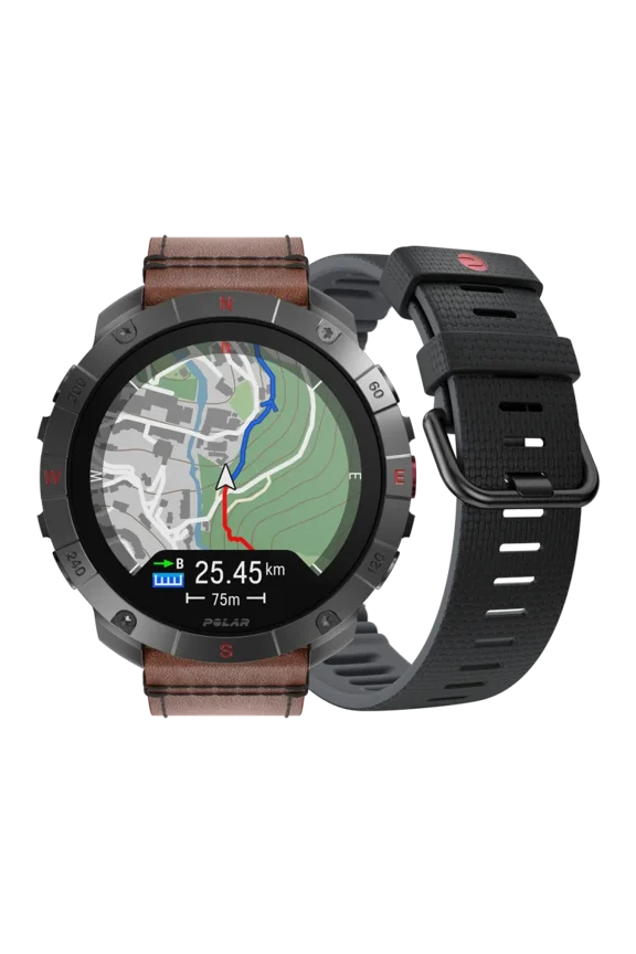 Grit X2 Pro Titan Ultra Premium GPS Smart Sports Watch – Ultimate Outdoor Adventure Watch with Rugged Titanium Design, Advanced Navigation, with an additional leather wristband