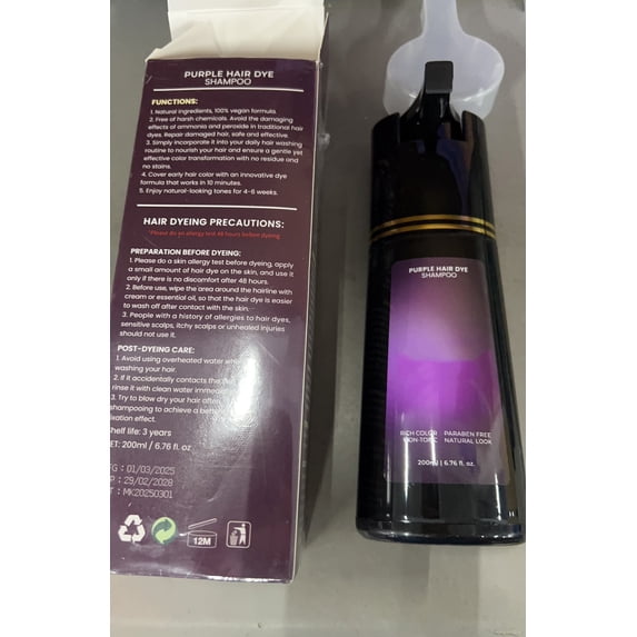 Hair Dye Shampoo, Hair Care, Hair Care Shampoo,3 In 1 Haircare Instant Dye Shampoo, Natural Hair Color Shampoo For Gray Hair Coverage, Suitable For Women & Men,Purple