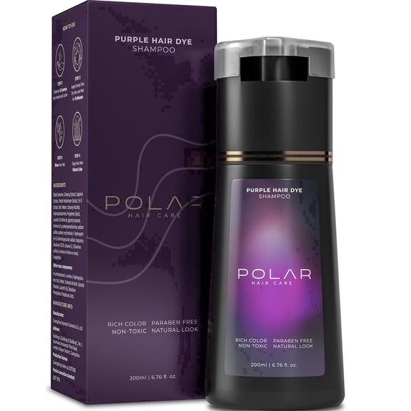 Polar Haircare - Purple Hair Dye Shampoo for Gray Hair - Semi Permanent Color 6.76 Fl Oz