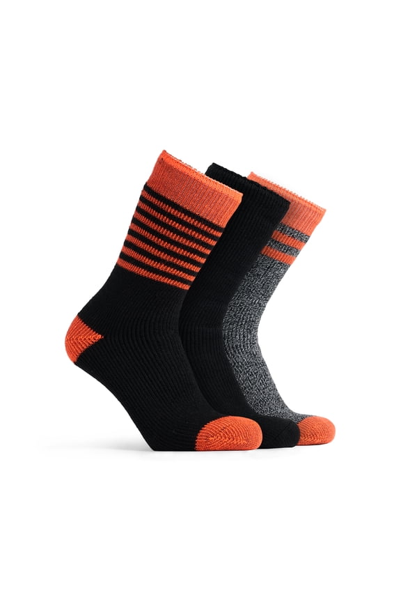 Men’s High Performance Acrylic Wool Boot Socks, 3 Pack Thermal Winter Long Socks, Black Blaze