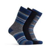 Polar Heat Nanuuq Men’s High Performance Crew Socks, 3 Pairs Long Acrylic Wool Socks, Black Mix Navy