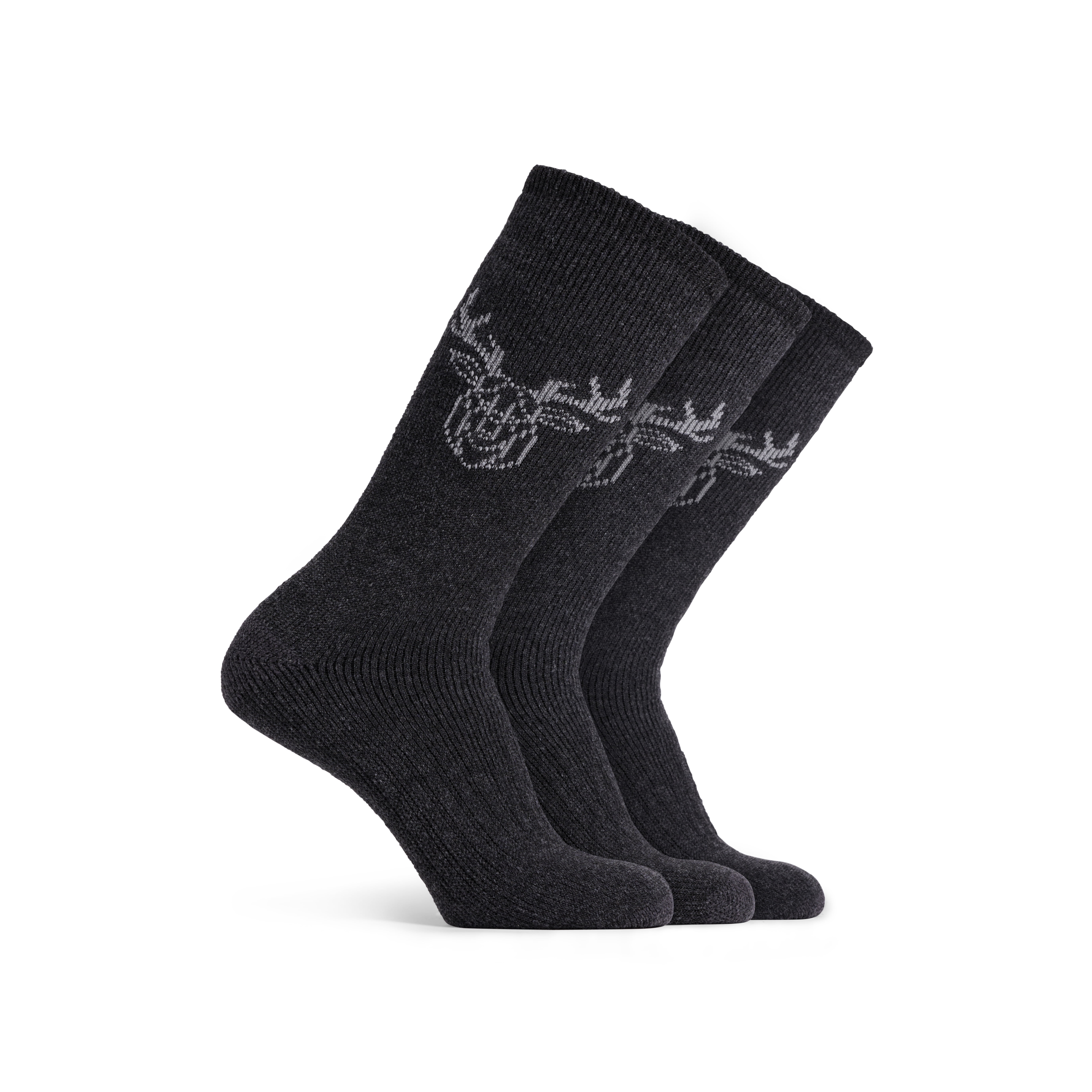 Polar Heat Nanuuq Wool Crew Socks, Cushioned Socks for Men, Charcoal, 3 Pairs