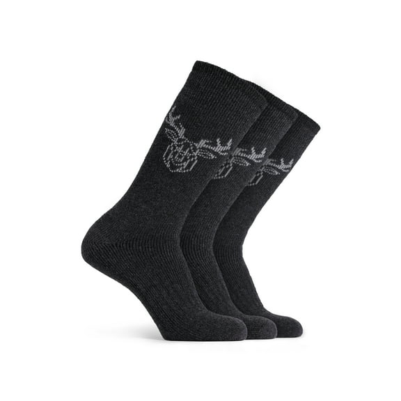 Polar Heat Nanuuq Men’s Winter Weight Spandex Wool Socks, 3 Pack Cushioned Thermal Winter Socks, Charcoal