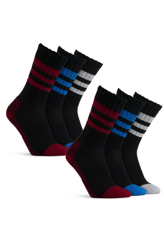 Men’s Northern Cotton Boot Socks, 3 Pairs Cushioned Arch Support Winter Thermal Socks, Black