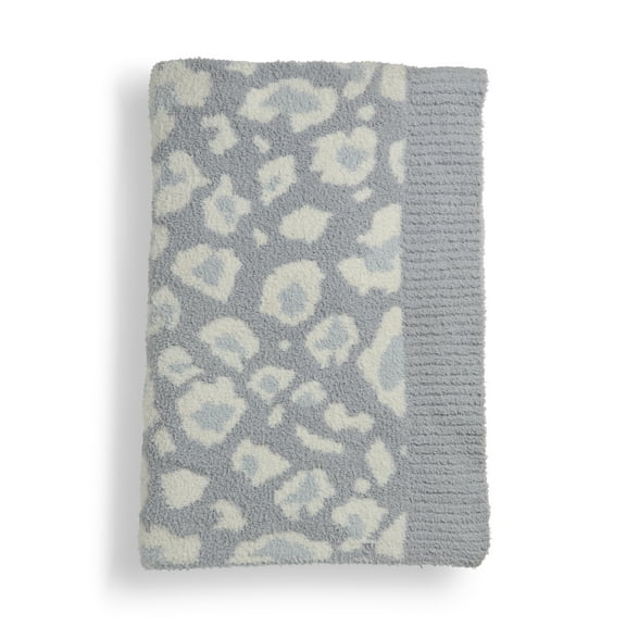 Polar Heat Nanuuq Thermal Throw Blanket for Couch, Soft Soapy Texture, Neutral Gray & White