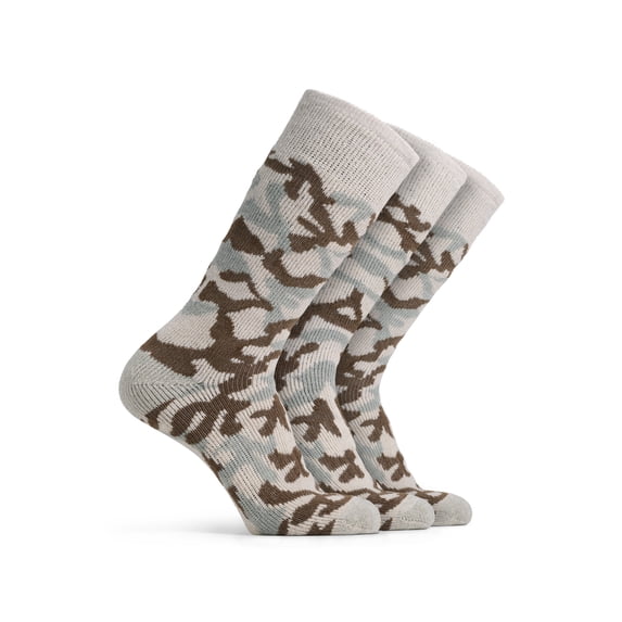 Polar Heat Nanuuq Wool Crew Socks, Cushioned Socks for Men, Sand, 3 Pairs