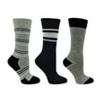 thumbnail image 1 of Polar Heat Women’s Winter Weight Wool Socks, 3 Pack Cozy Thermal Socks, Striped Pattern Grey Navy, 1 of 6
