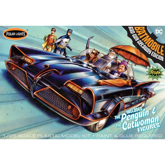 Batman 1966 Batmobile w/Catwoman & Penguin Figures AMT Model Kit