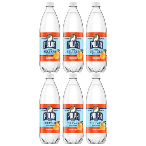 Polar Mandarin Seltzer, 6 Pack, 1 Liter Bottles Naturally Flavored Sparkling Water