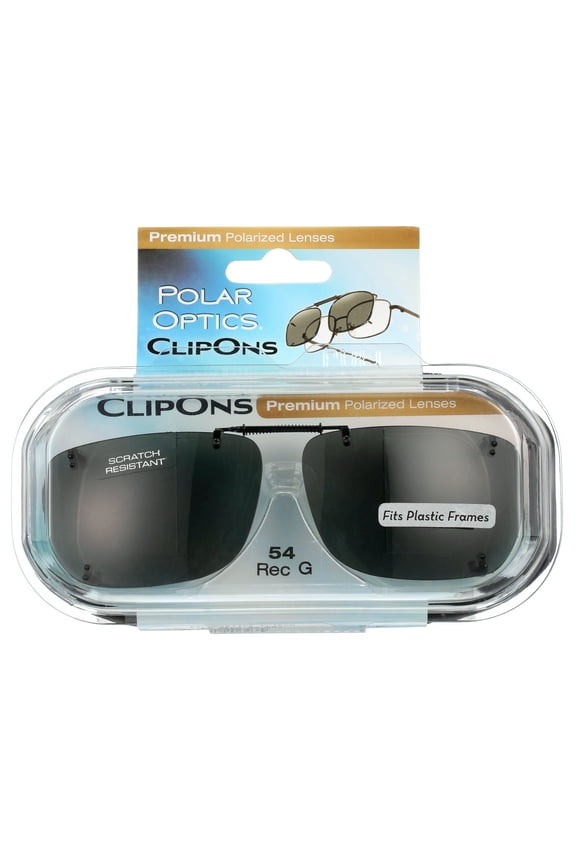 Polar Optical Optics Unisex Ptcr REC G 54 Plastic ClipOns Sunglasses Gray