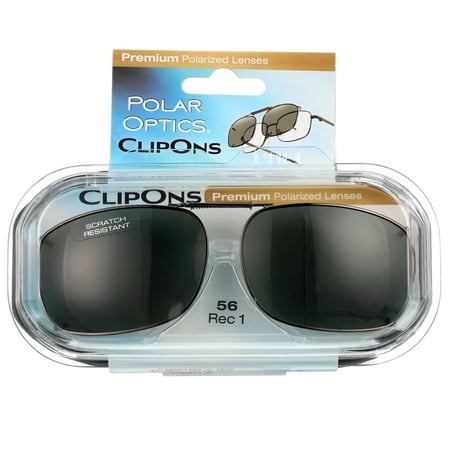 Polar Optical Optics Unisex REC 1 GM 56 Plastic ClipOns Sunglasses Gray