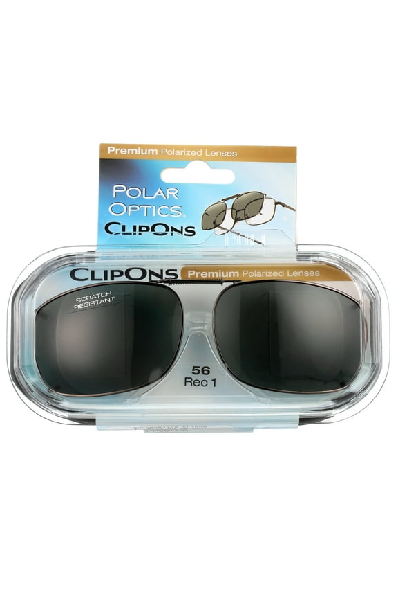 Polar Optical Optics Unisex REC 1 GM 56 Plastic ClipOns Sunglasses Gray