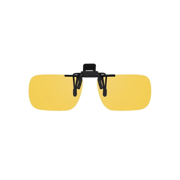 Polar Optics Unisex Flip Up Night Driver Rectangle Clip Ons, Black/Yellow