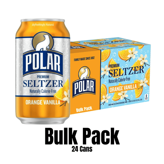Polar Orange Vanilla Seltzer Water, 12 fl oz Cans, 24 Pack | Naturally Flavored Sparkling Water | Zero Calories & Sugar-Free