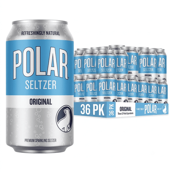 Polar Original Seltzer Sparkling Water, 12 fl oz Cans, 36 Pack
