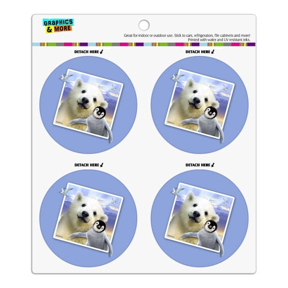 Polar Pals Selfie Picture Polar Bear Penguin Refrigerator Fridge Locker Vinyl Circle Magnet Set
