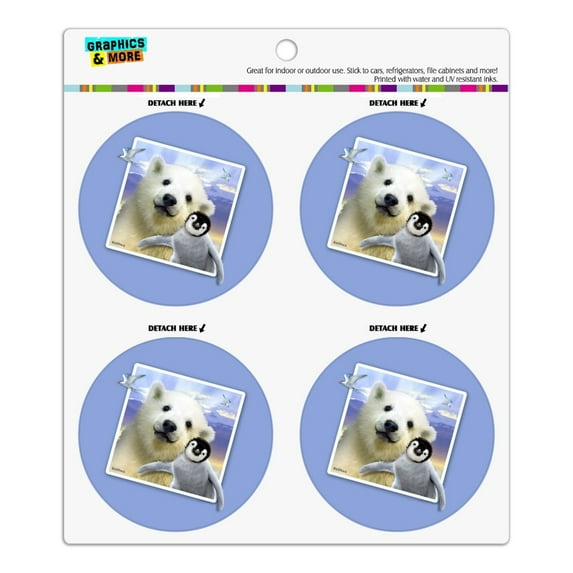 Polar Pals Selfie Picture Polar Bear Penguin Refrigerator Fridge Locker Vinyl Circle Magnet Set