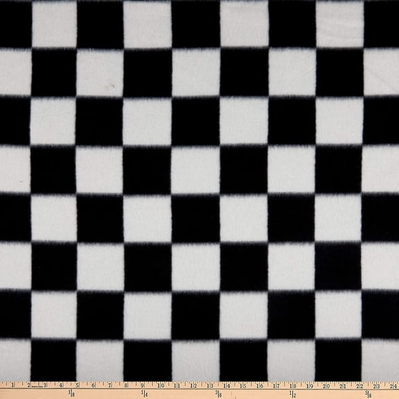 Polar  Racing Check Black/White, Fabric by the Yard