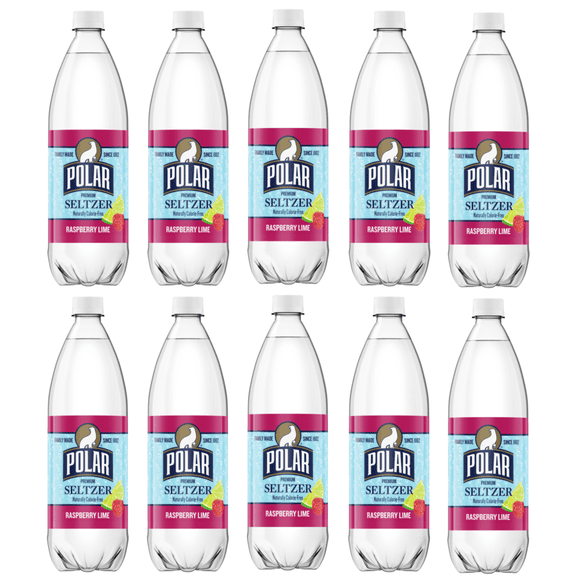 Polar Raspberry Lime Seltzer 1 Liter Bottles Pack of 10