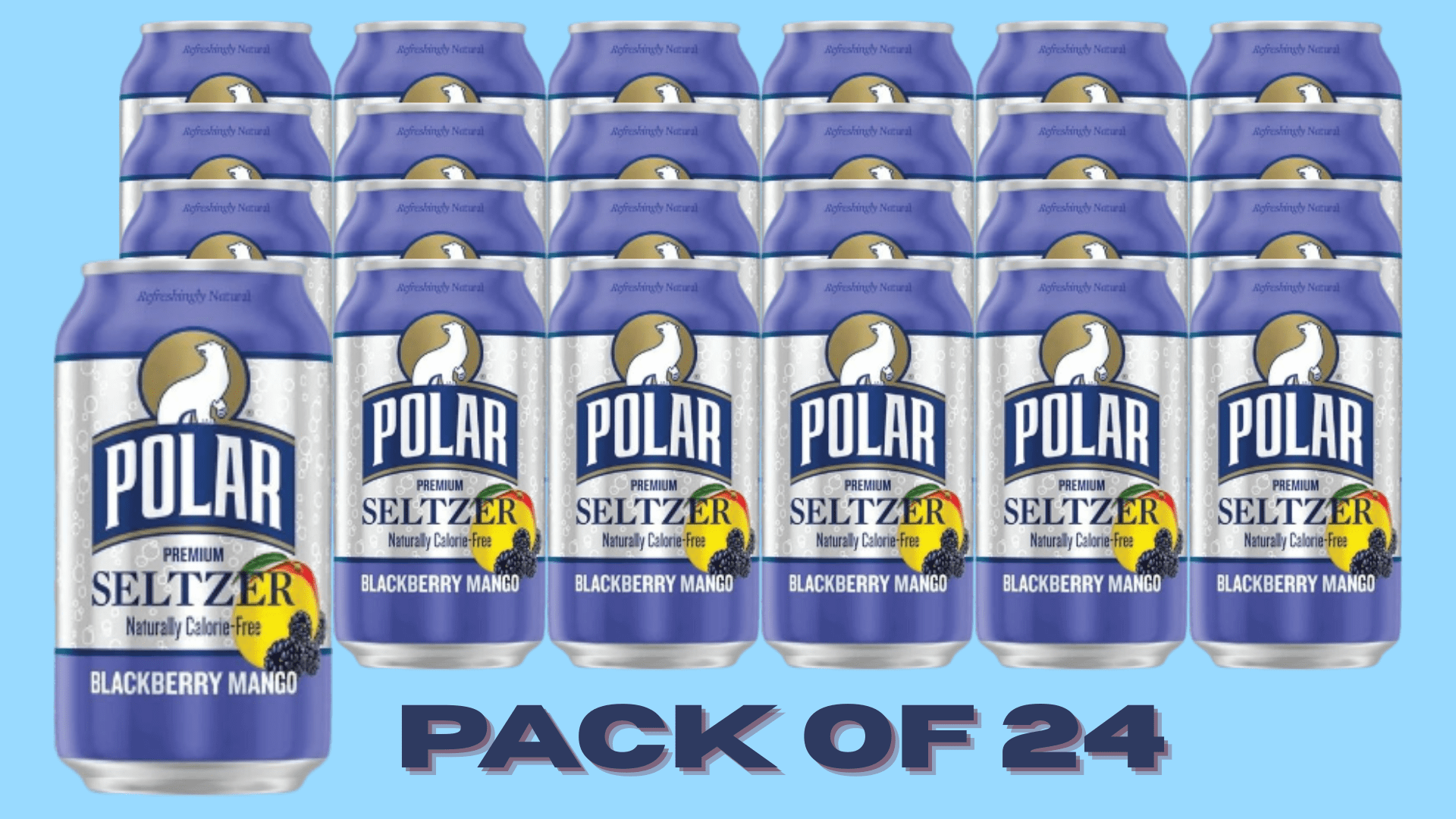 Polar Seltzer, Blackberry Mango – 24 Cans (12 fl oz Each), Naturally Calorie-Free Premium Sparkling Water