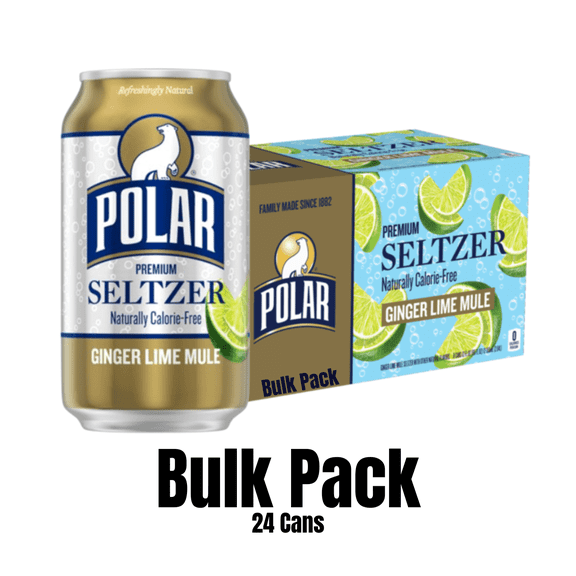 Polar Seltzer Ginger Lime Mule, 12 fl oz Cans, 24 Pack | Naturally Flavored Sparkling Water | Zero Calories, Sugar-Free & Sodium-Free