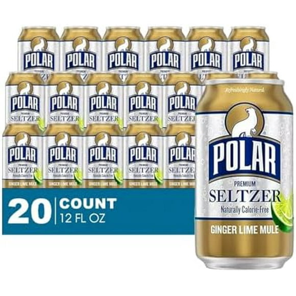 Polar Seltzer Ginger Lime Mule Premium Sparkling Water 20 Pack (12 fl oz cans)