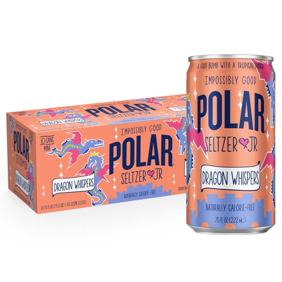 Polar Seltzer Jr Dragon Whispers Sparkling Water, 7.5 fl oz, 10 Pack Cans