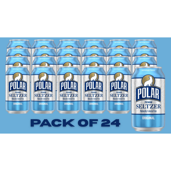 Polar Seltzer, Original Seltzer Water  24 Cans (12 fl oz Each), Naturally Calorie-Free Sparkling Water