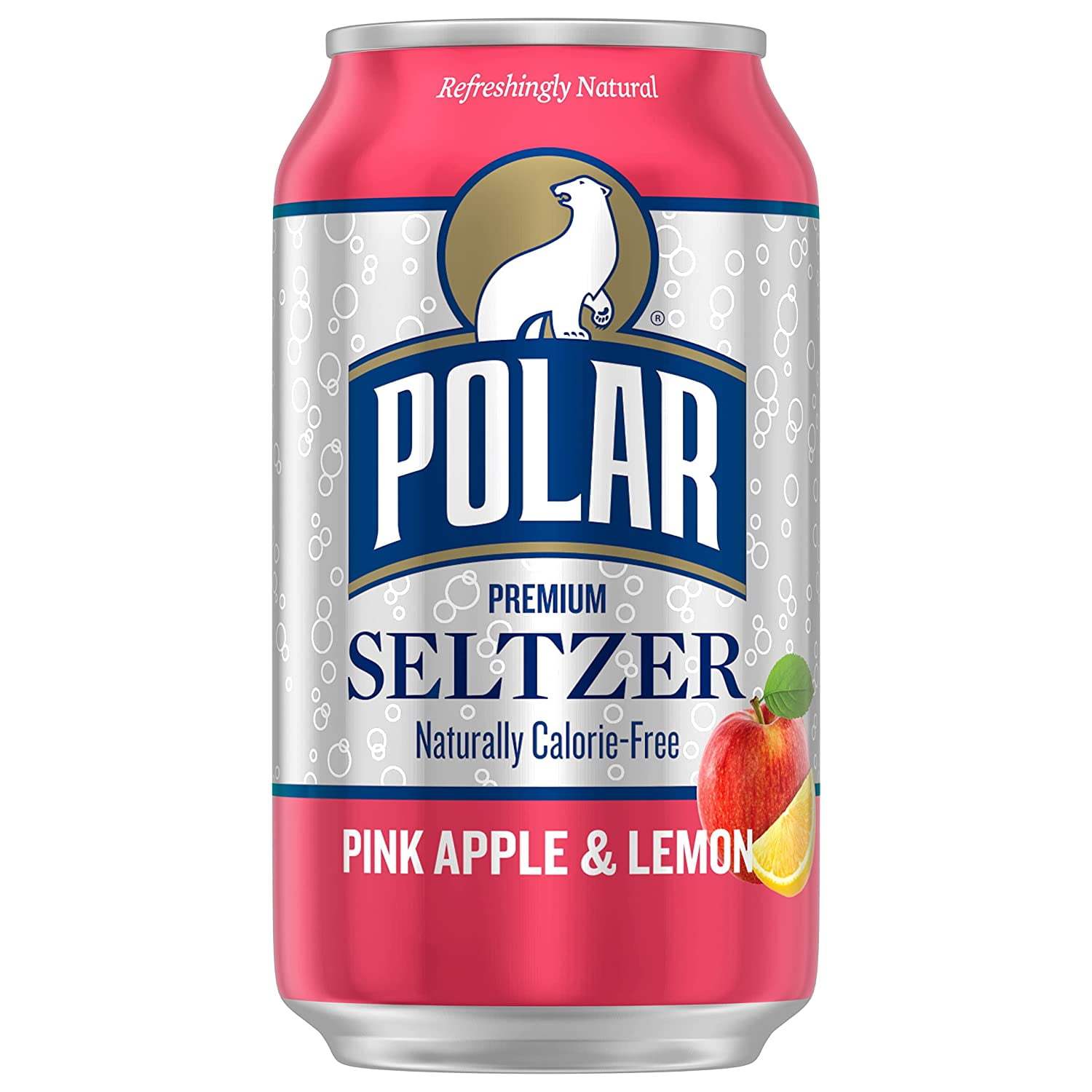 Polar Seltzer Pink Apple and Lemon, 12 Fl Oz Cans, 24 Pack
