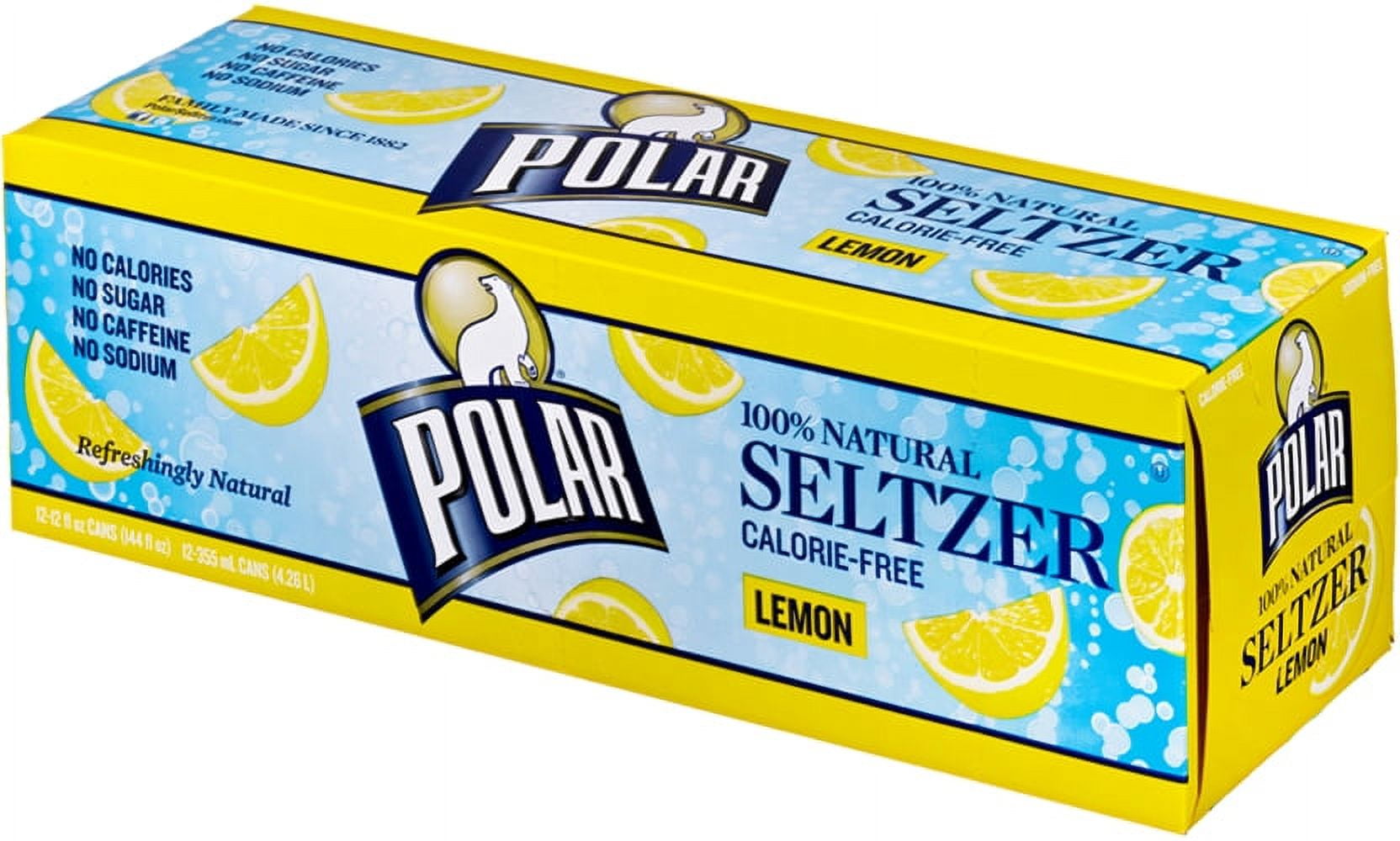 Polar Seltzer Water Lemon, 12 fl oz cans, 12 Pack