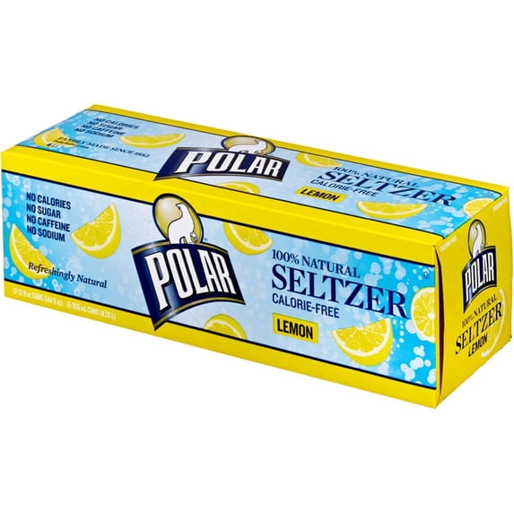 Polar Seltzer Water Lemon, 12 fl oz cans, 12 Pack