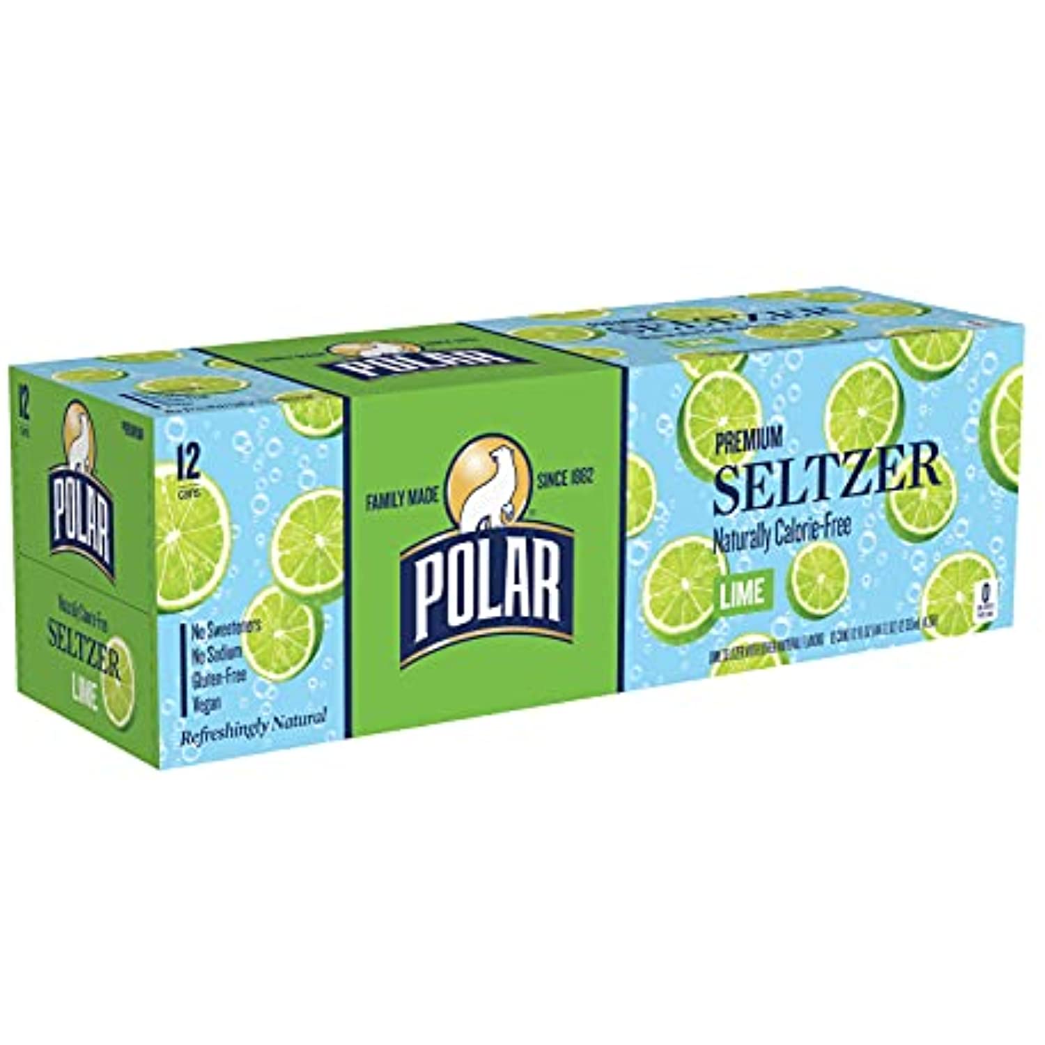 Polar Seltzer Water Lime, 12 Fl Oz Cans, 12 Pack