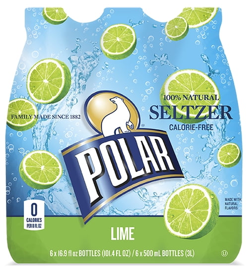 Polar Seltzer Water, Lime, 16.9 Fl Oz, 24 Count