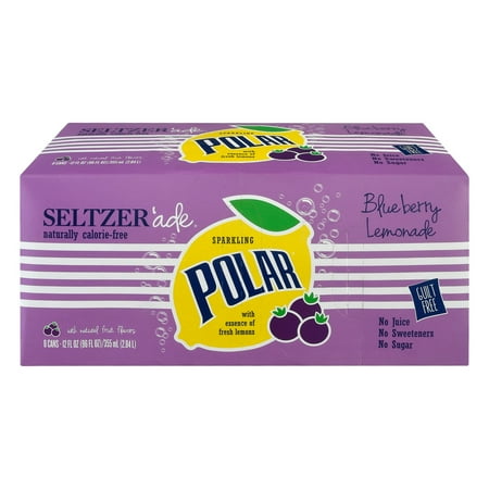 Polar Seltzer'ade Blueberry Lemonade, 12 fl oz cans, 8 pack