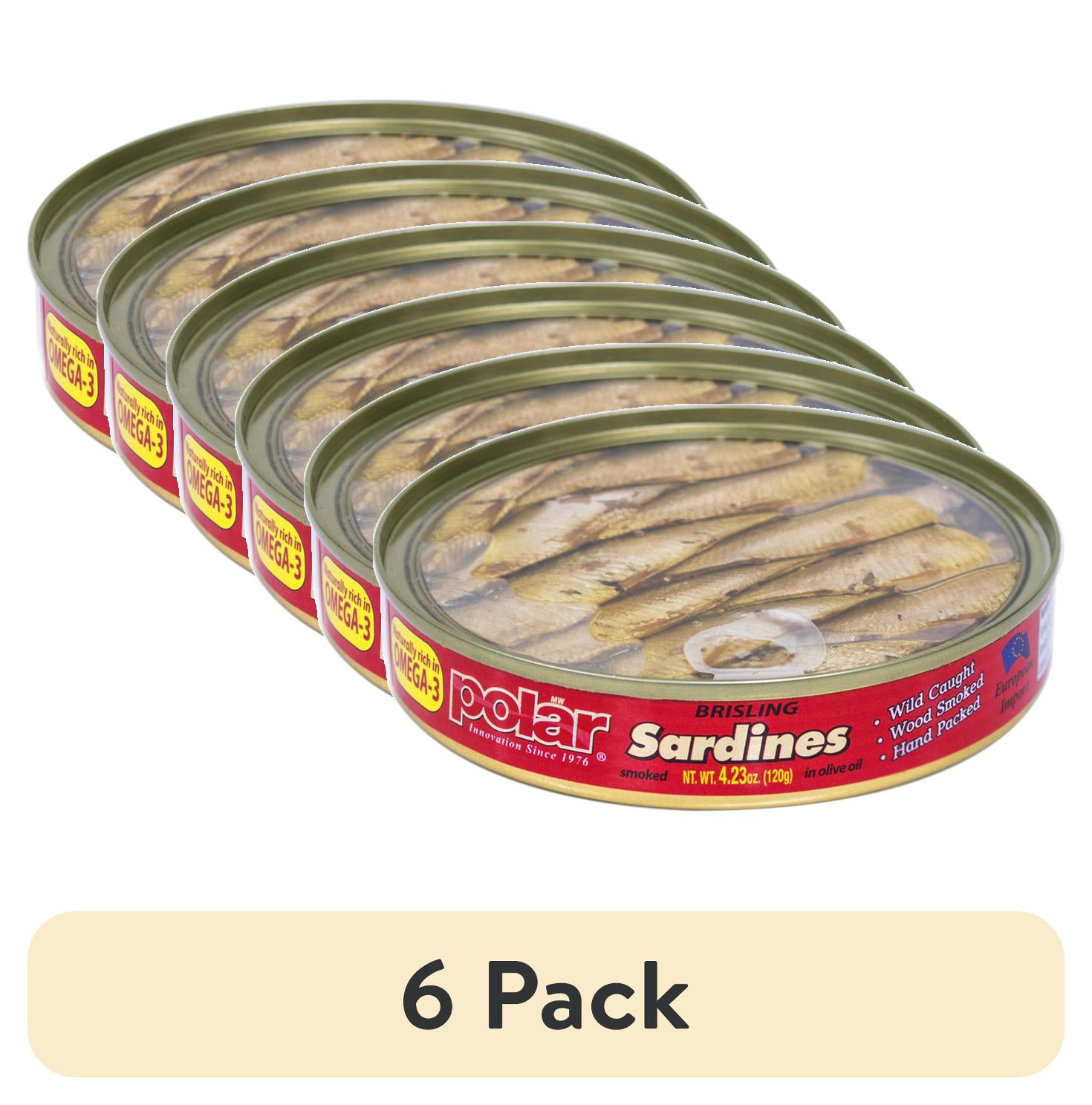 (6 pack) Polar Smoked Brisling Sardine in Olive Oil with Plastic Clear