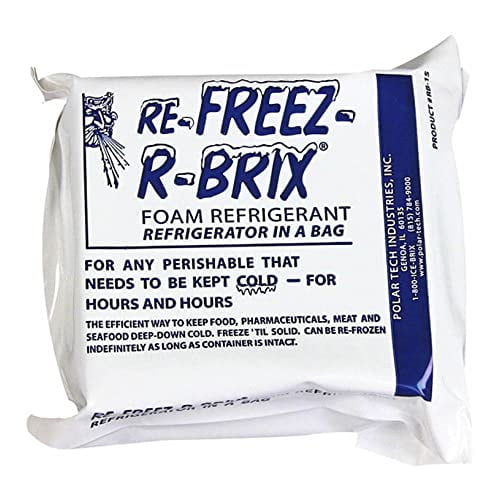 Polar Tech RE-FREEZ-R-BRIX RB15 Foam Refrigerant Packs, 15oz Capacity (Case of 12)