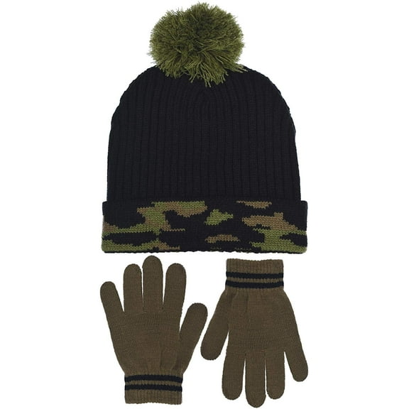 Polar Wear Boy's Digi-Camouflage Hat & Gloves Set in 2 Rugged Designs