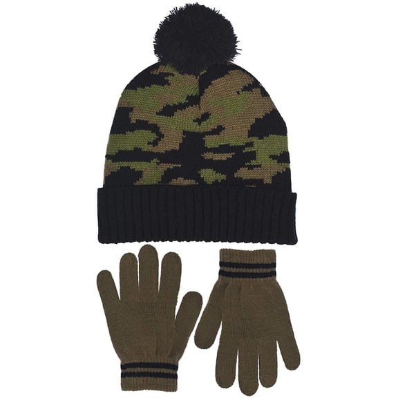Polar Wear Boy's Digi-Camouflage Hat & Gloves Set