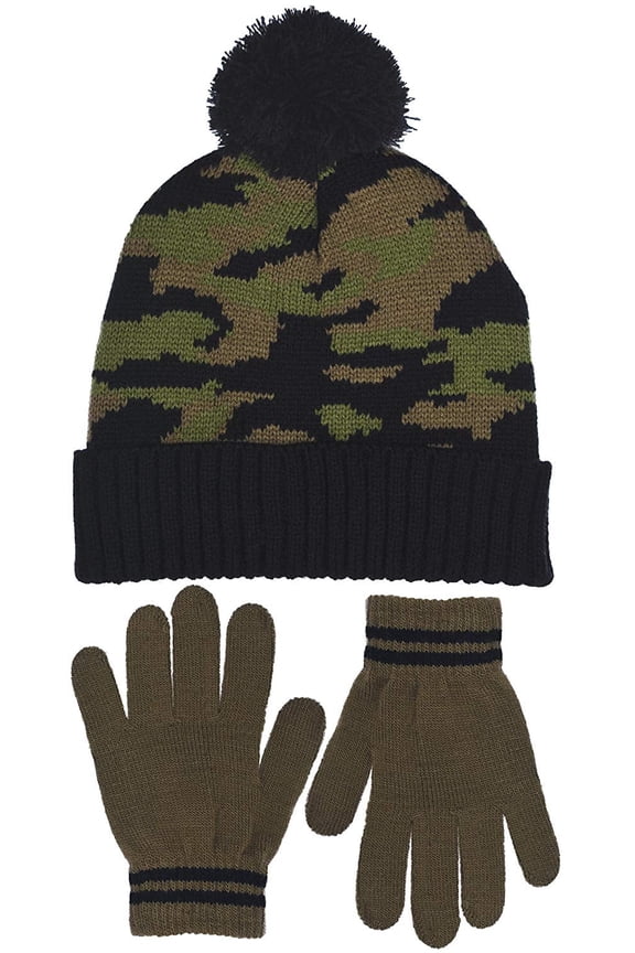 Polar Wear Boy's Digi-Camouflage Hat & Gloves Set