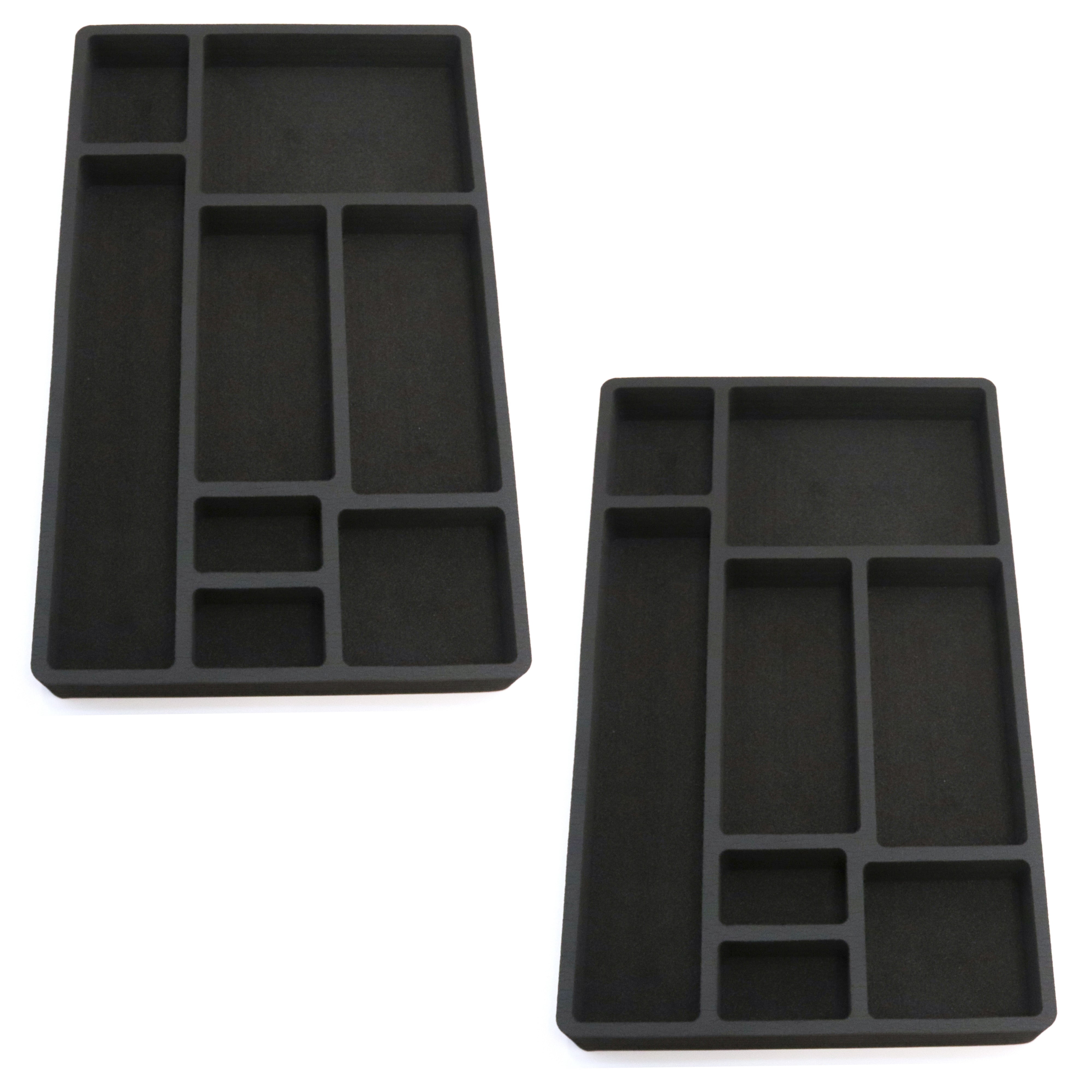 2-Pack Black Desk Drawer Organizer Trays - 13 Compartments Each, For Office Supplies & More