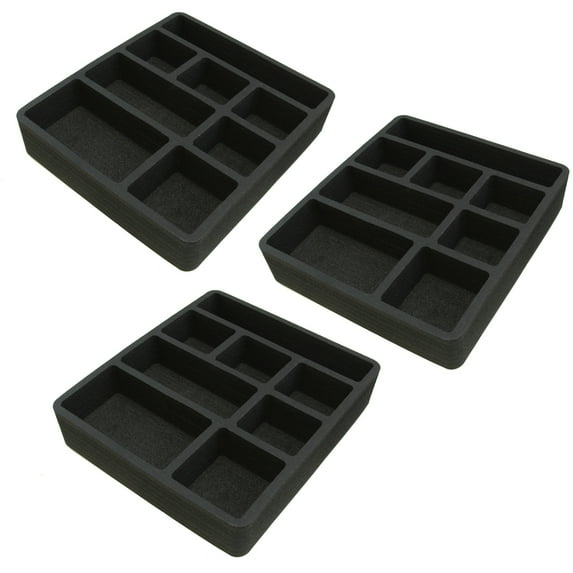 Polar Whale 3 Piece Desk Drawer Organizers Tray Non-Slip Waterproof Insert for Office Home Shop Garage 12 X 10.5 X 2 Inches Black 8 Compartments Extra Deep Set of 3
